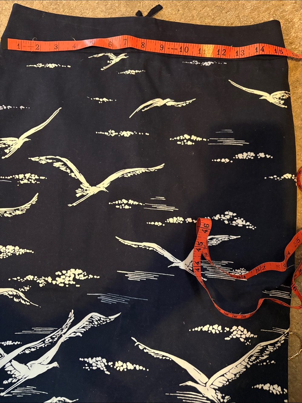 Maeve Navy and White Seagull-Print Pencil Skirt - Picture 9 of 11
